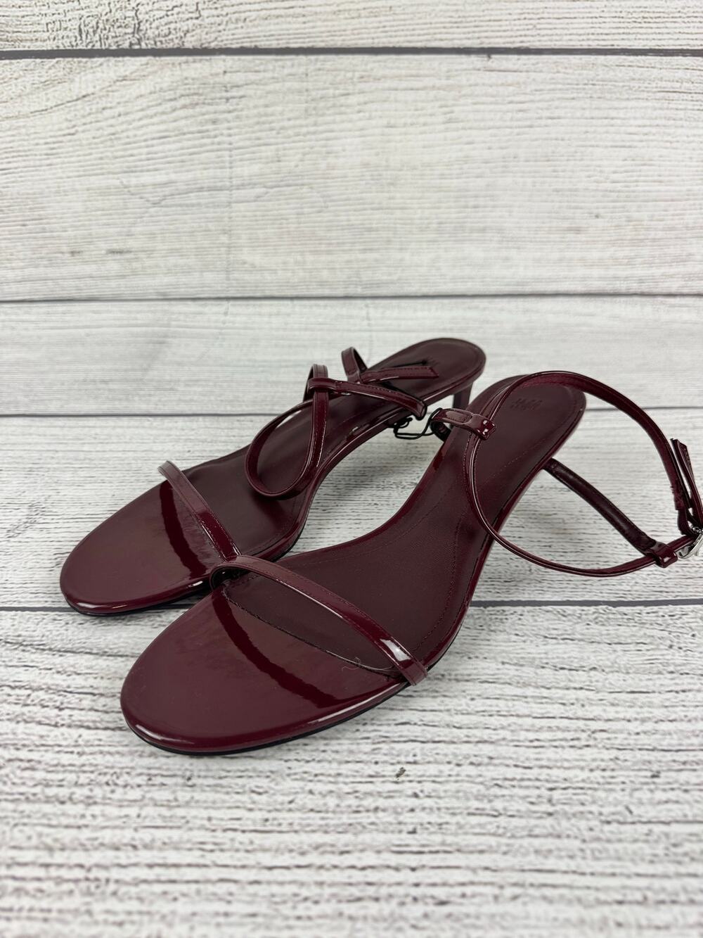 H&M Burgundy Patent Strappy Sandals
